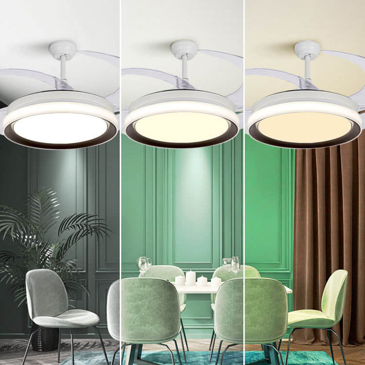 Nordic Invisible Fan Round Design LED  Downrods Ceiling Fan Light