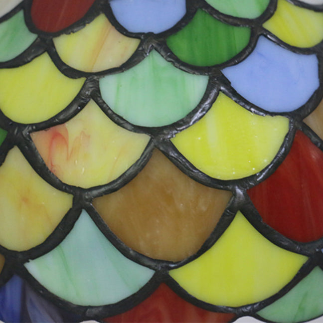 Applique murale 1 lumière avec dôme en verre teinté à échelle européenne Tiffany 