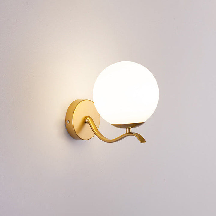 Lámpara de Aplique de Pared de 1 Luz con Pantalla Esférica de Vidrio y Soporte de Hierro de Lujo 