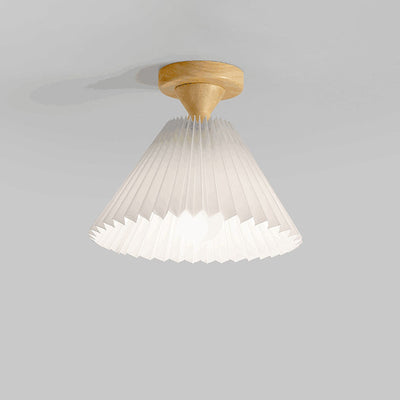 Japanische Simple Log Plissee Cone 1-Light Semi-Flush Mount Deckenleuchte