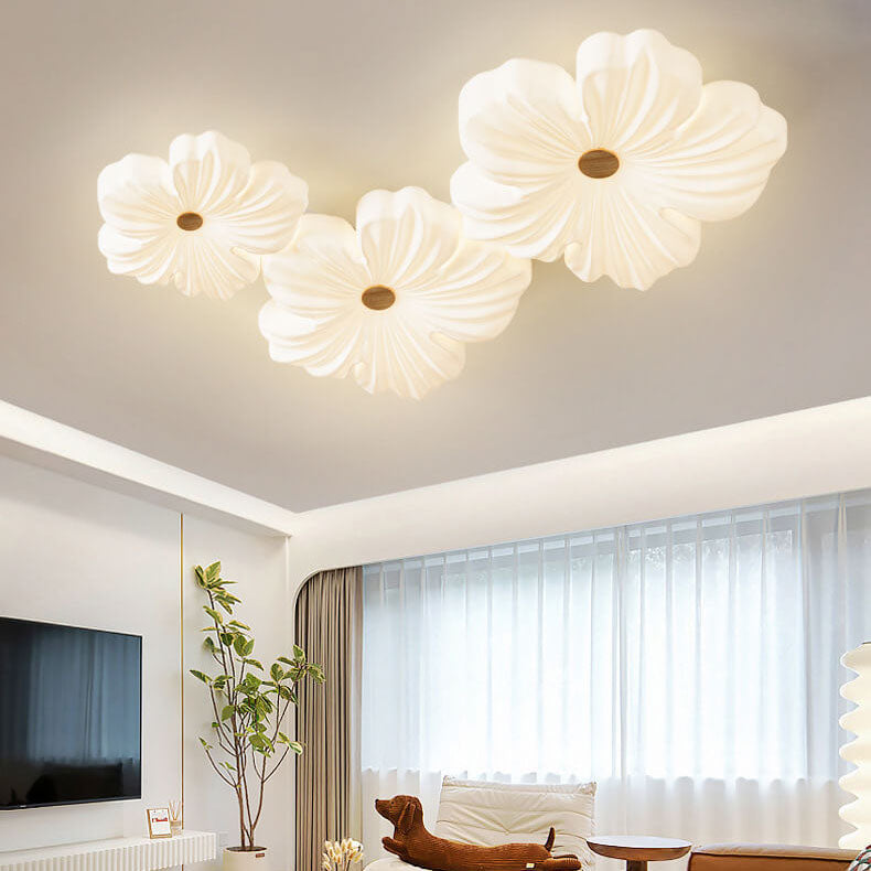 Modern Simplicity Iron Acrylic Petal Shade LED Flush Mount Ceiling Light For Living Room