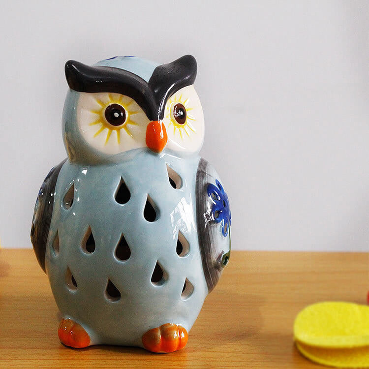 Creative Solar Ceramic Owl Outdoor LED Decorative Light