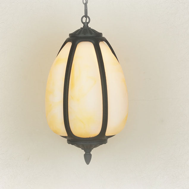 Modern Imitation Jade Shade Pumpkin 1-Light Outdoor Pendant Light