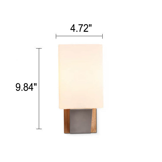 Lámpara Aplique de Pared de 1 Luz con Base de Madera Sólida y Vidrio Cuadrado Nórdico 