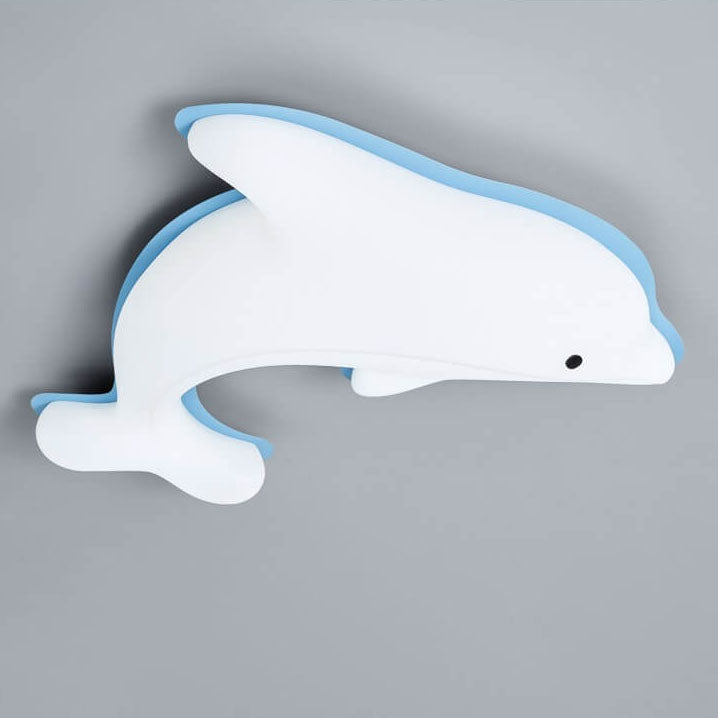 Nordic Cartoon Dolphin Iron PE LED Kids Flush Mount Ceiling Light