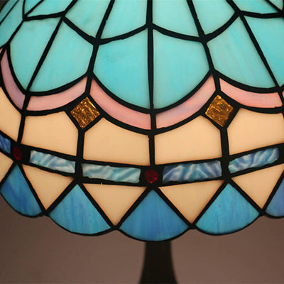 Europäische Vintage Tiffany 1-Licht-Tischlampe aus Legierung 