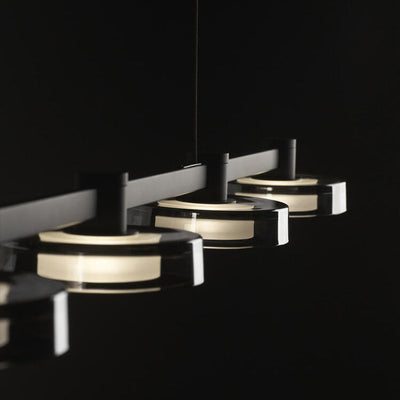 Nordic Minimalist Einfarbig Schwarz Edelstahl Acrylglas LED Insel Licht Kronleuchter 