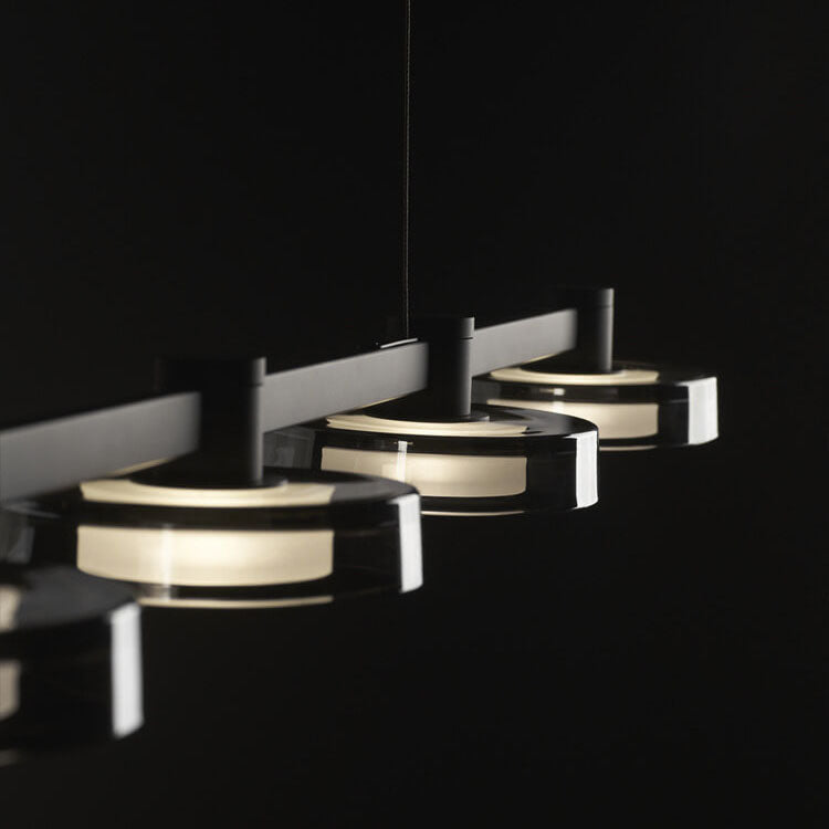 Nordic Minimalist Einfarbig Schwarz Edelstahl Acrylglas LED Insel Licht Kronleuchter 