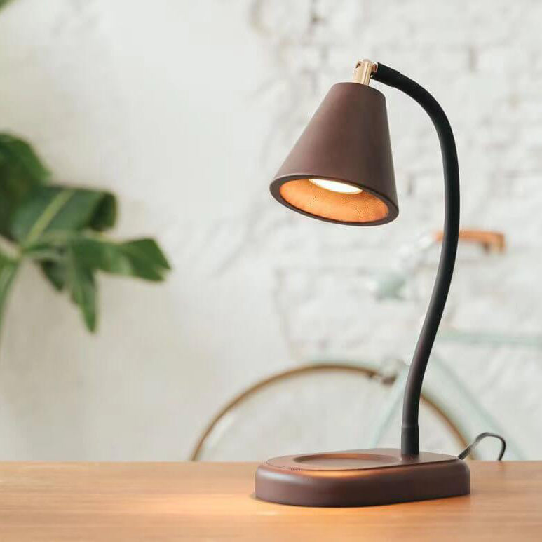 Lampe de Table à 1 Lumière en Bois avec Cire Fondante Parfumée et Poteau Réglable Moderne 