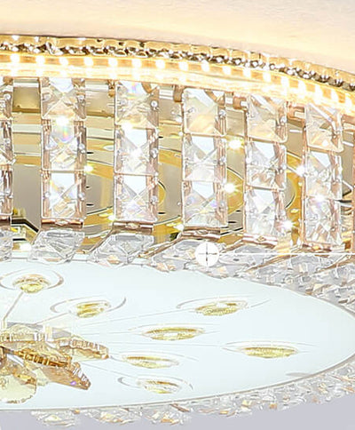 European Luxury Crystal Round LED Flush Mount Ceiling Light