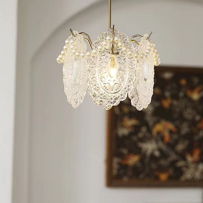 French Light Luxury Hardware Lampe suspendue à 1 lumière en verre 