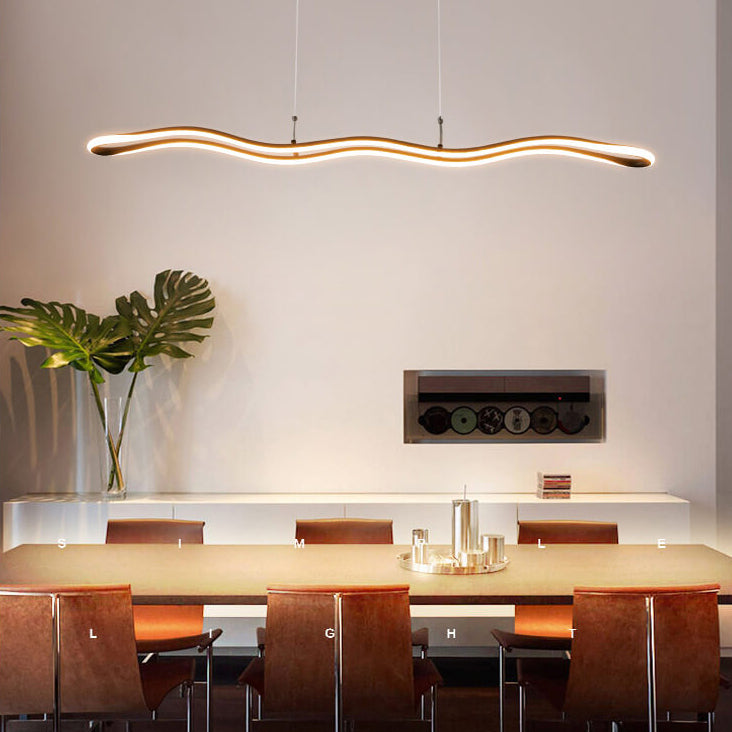 Nordic Minimalist Curve Bar LED-Kronleuchter aus Aluminium 