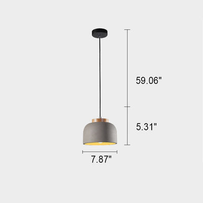 Nordic Creative Solid Wood Cement Dome 1-Light Pendant Light