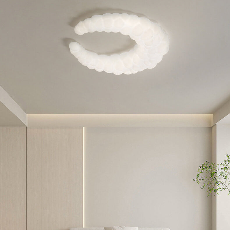 Nordic Minimalist Milk White Crescent LED Flush Mount Ceiling Light