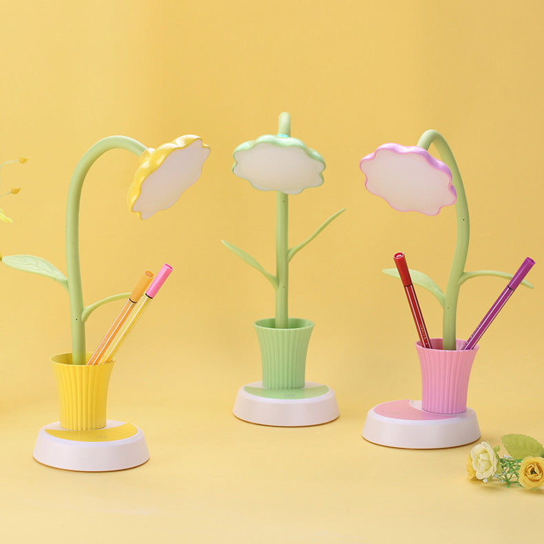 Creative Sun Flower Pen Holder Design LED Table Lamp