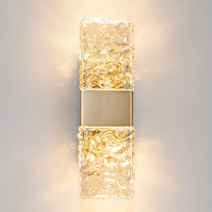 Modern Luxury Square Ripple Crystal Gold LED Wall Sconce Lamp