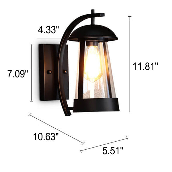 Lámpara de Aplique de Pared Exterior de 1 Luz Curvada Estilo Chino Nuevo e Impermeable 