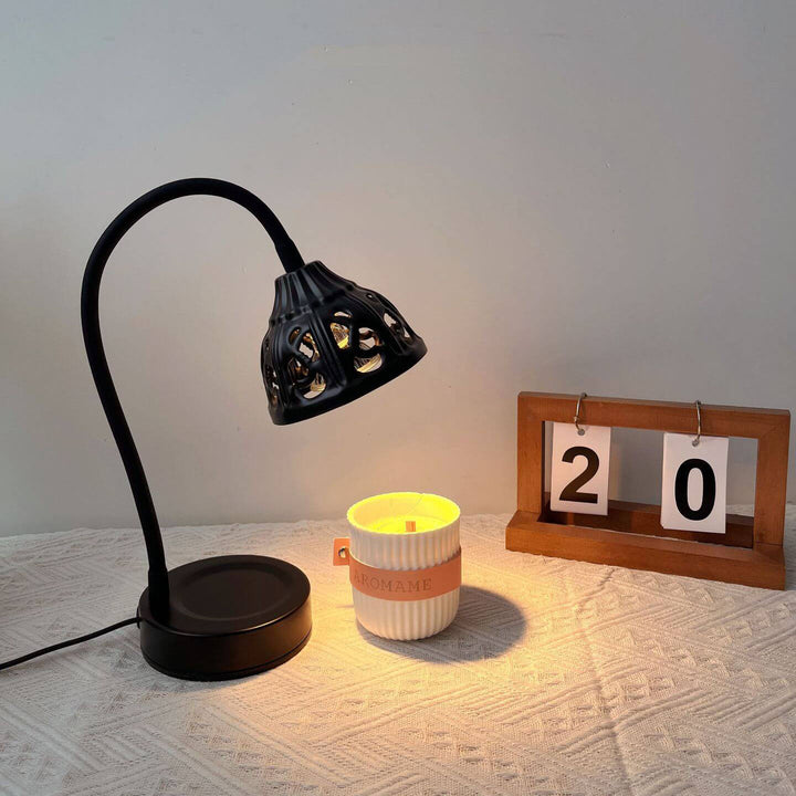 Traditional European Style Hollow Round Design Metal 1-Light Melting Wax Table Lamp