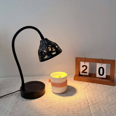 Lámpara de mesa de cera derretida de 1 luz de metal con diseño redondo hueco estilo europeo 