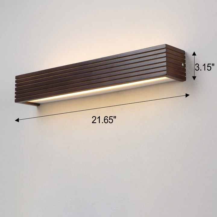 Moderne chinesische Walnuss Quadrat Bar Eitelkeit LED Wandleuchte 