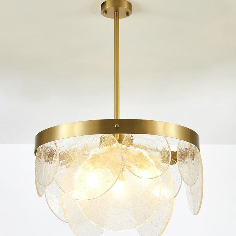 Modern Light Luxury All-Kupfer-Glas-3-Licht-Insel-Licht-Kronleuchter