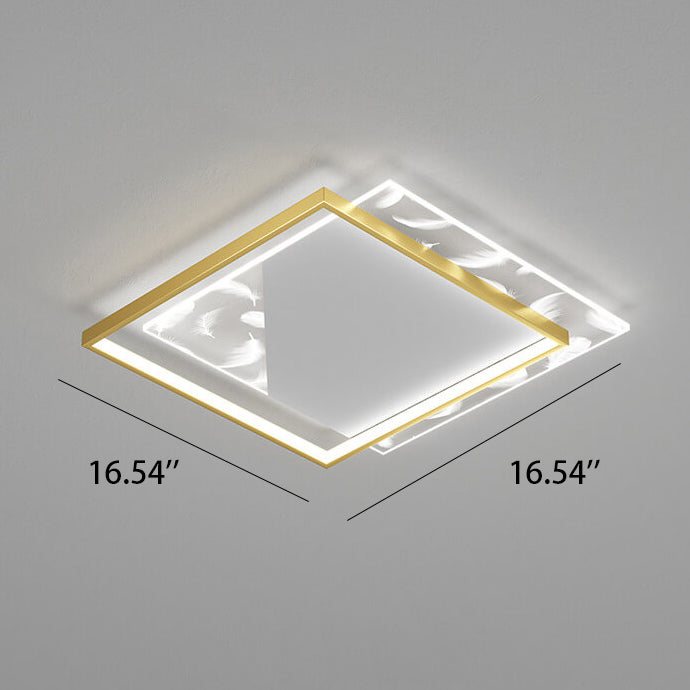 Modern Acrylic Light Luxury Square Feather Design LED Flush Mount Light