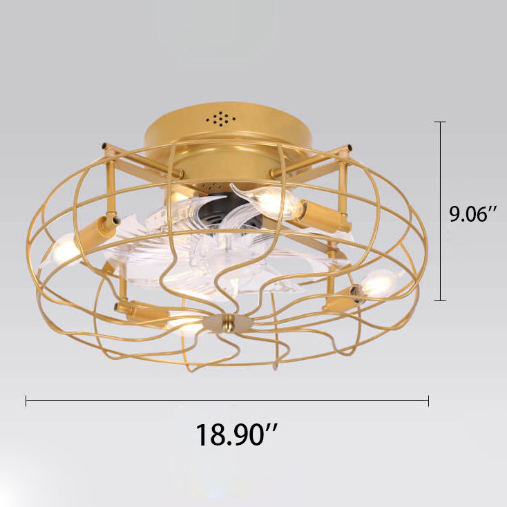 Ampoule à filament en tungstène rétro industrielle 4 lumières plafonnier ventilateur de plafond 