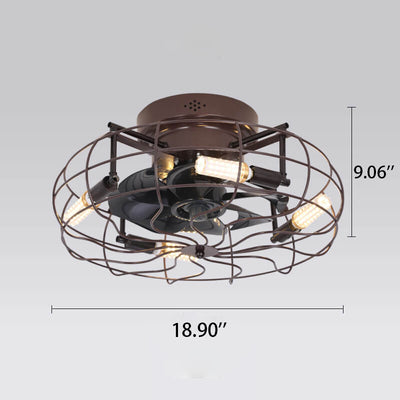 Industrial Retro Tungsten Light Bulb 4-Light Flush Mount Ceiling Fan Light
