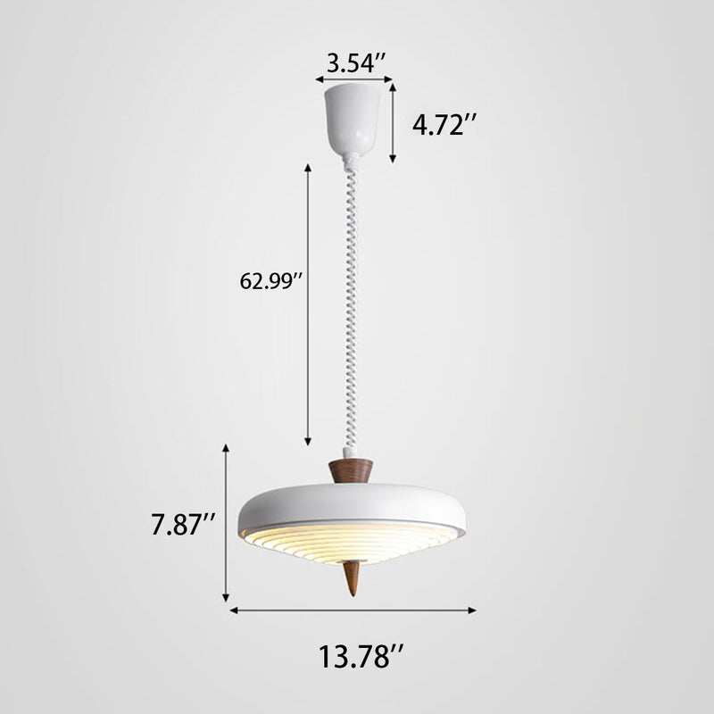 Industrial Iron Mehrere einziehbare 1-Licht-Pendelleuchte aus Nussbaumholz im japanischen Stil 