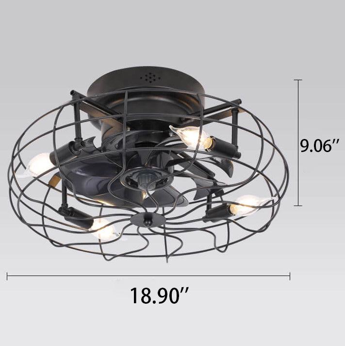 Ampoule à filament en tungstène rétro industrielle 4 lumières plafonnier ventilateur de plafond 