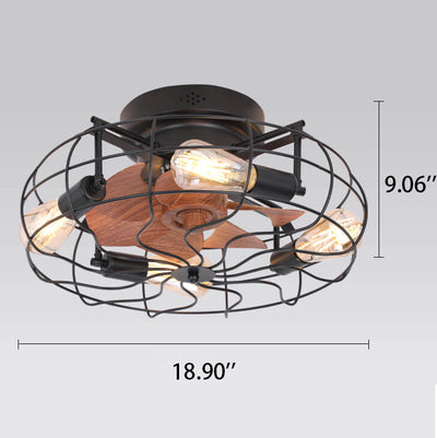 Ampoule à filament en tungstène rétro industrielle 4 lumières plafonnier ventilateur de plafond 