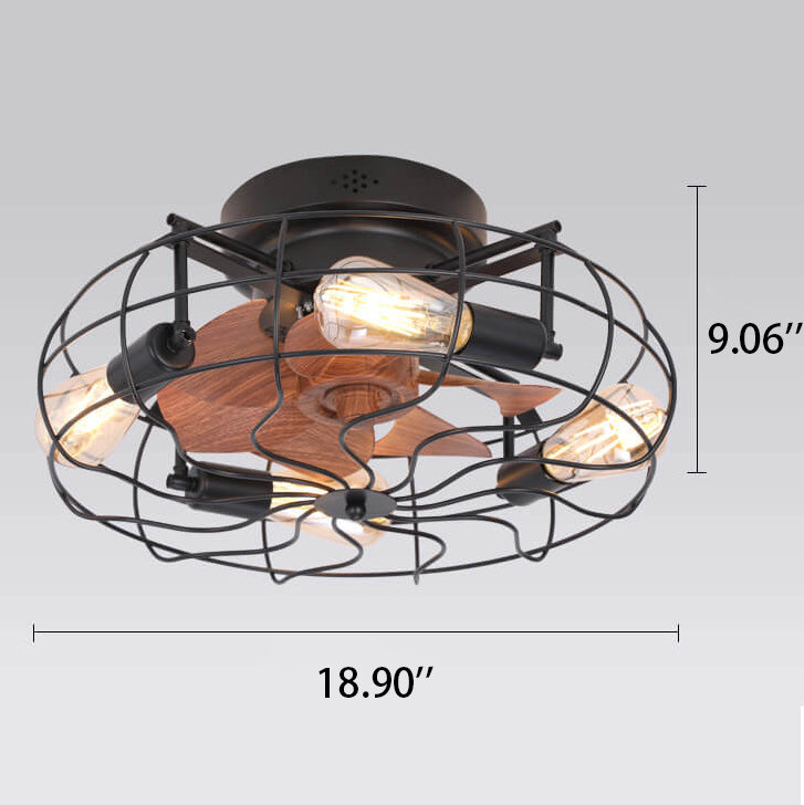 Ampoule à filament en tungstène rétro industrielle 4 lumières plafonnier ventilateur de plafond 