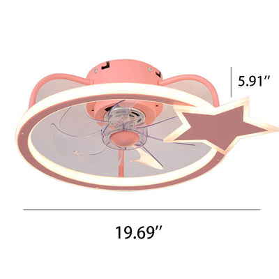 Childlike Star/Dolphin Design Quiet LED Flush Mount Fan Light