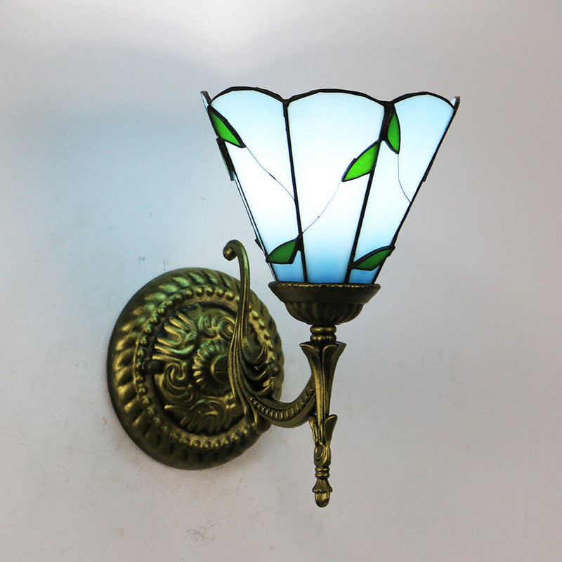European Tiffany Square Stained Glass 1-Light Wall Sconce Lamp