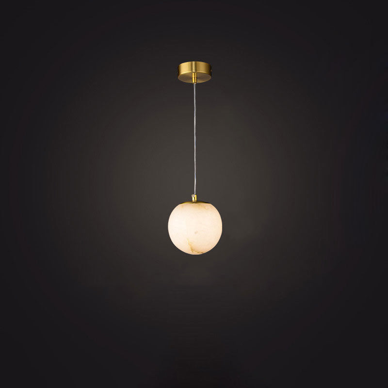 Modern Luxury Round Marble Brass 1-Light Pendant Light