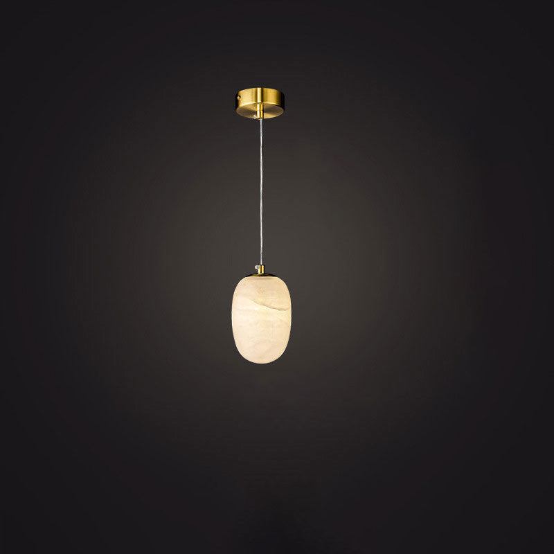 Modern Luxury Round Marble Brass 1-Light Pendant Light