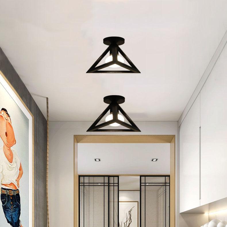Éclairage semi-encastré avec abat-jour triangles à 1 lumière en fer forgé 