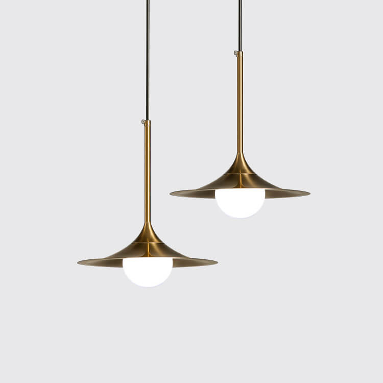 Nordic Golden Trumpet Shaped Metal 1-Light Pendant Light