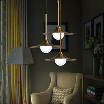Nordic Golden Trumpet Shaped Metal 1-Light Pendant Light