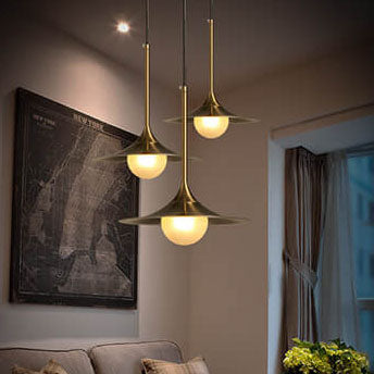 Nordic Golden Trumpet Shaped Metal 1-Light Pendant Light