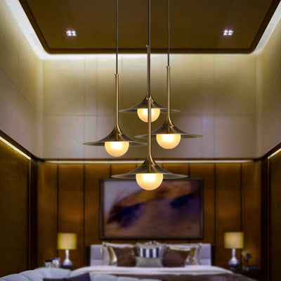 Nordic Golden Trumpet Shaped Metal 1-Light Pendant Light