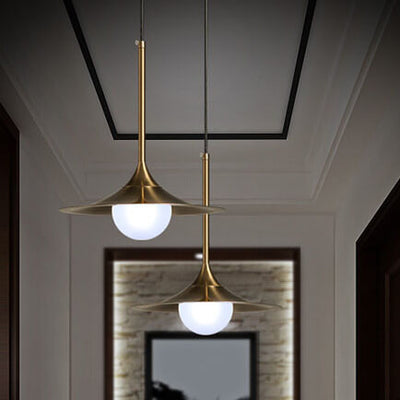 Nordic Golden Trumpet Shaped Metal 1-Light Pendant Light