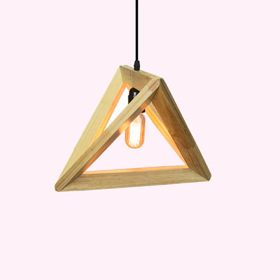 Nordic Wooden Tetrahedron Triangle 1-Light Pendant Light