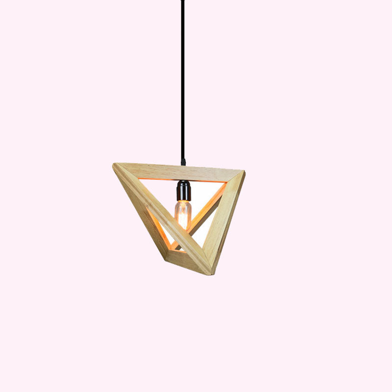 Nordic Wooden Tetraeder Triangle 1-Light Pendelleuchte 