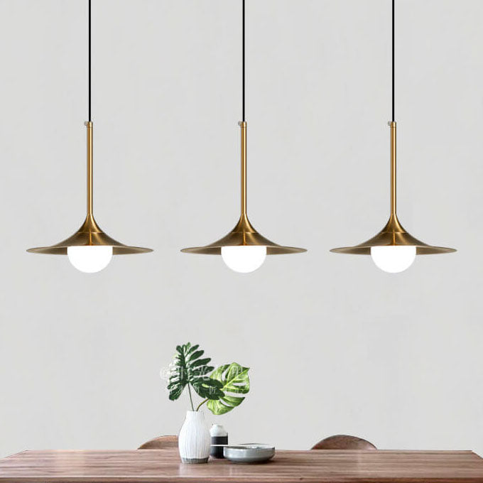Nordic Golden Trumpet Shaped Metal 1-Light Pendant Light