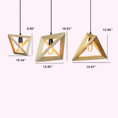 Nordic Wooden Tetrahedron Triangle 1-Light Pendant Light