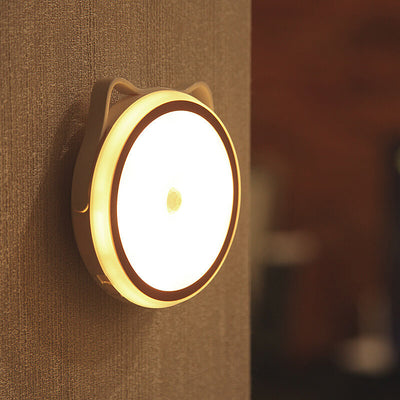 Creative Cat Shape Hangable Magnetic LED Night Light Cabinet Bedside Lamp