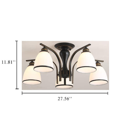 Vintage Bell Shade 3-5 Light Semi-Flush Mount Lighting