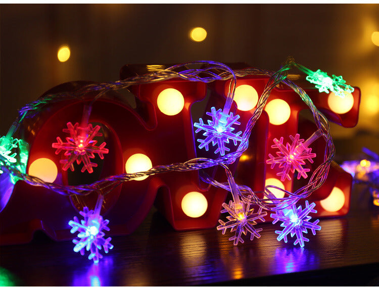 LED String Lights Christmas Snowflake Colorful 20 Light LED Waterproof Outdoor String Lights