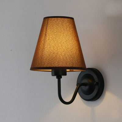 Modern Fabric Bell Shade Bend Arm 1-Light Wall Sconce Lamp